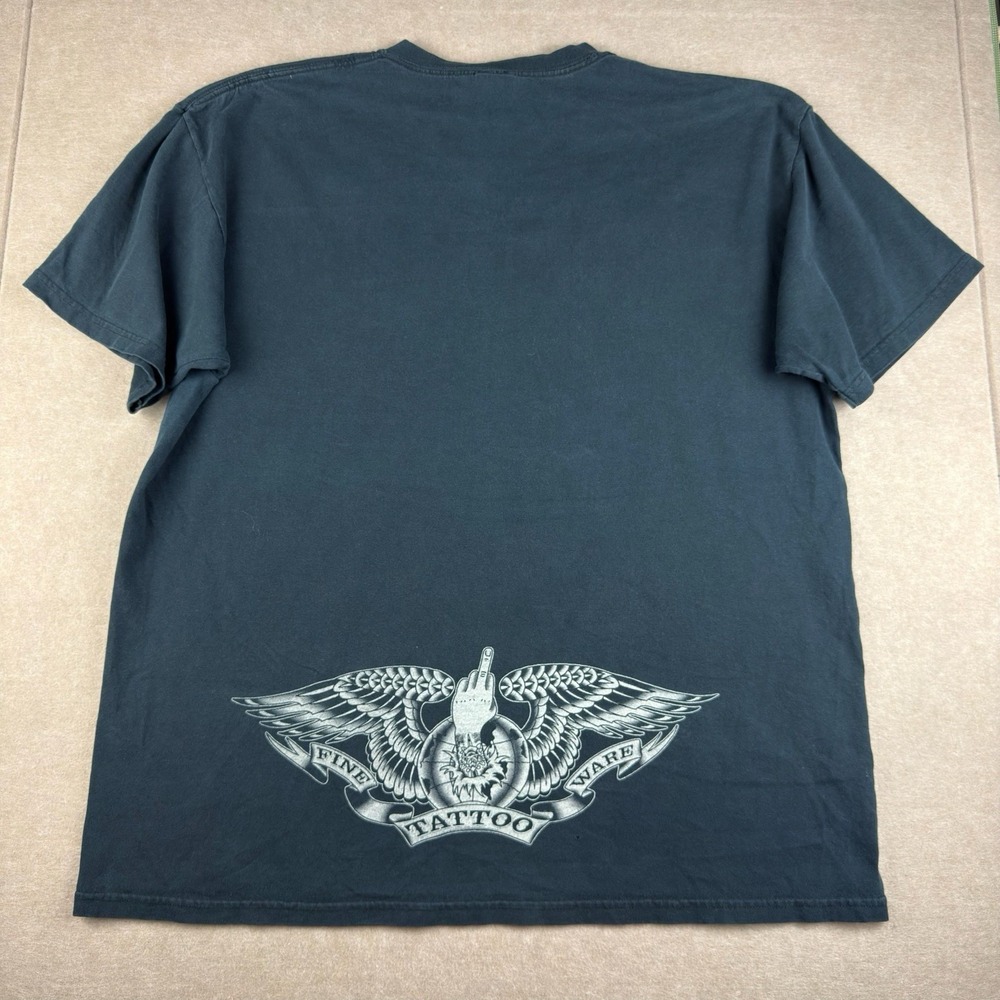 FTW Tattoo Shirt Men XL Black Wings Logo Middle Finger‎ Biker Graphic USA Fabric